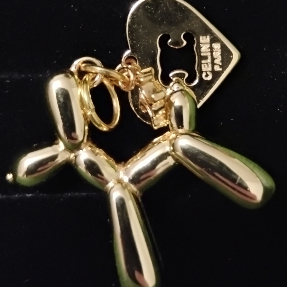 Upcycled Gold Balloon Dog Charm With Charms - Picture 3 of 13